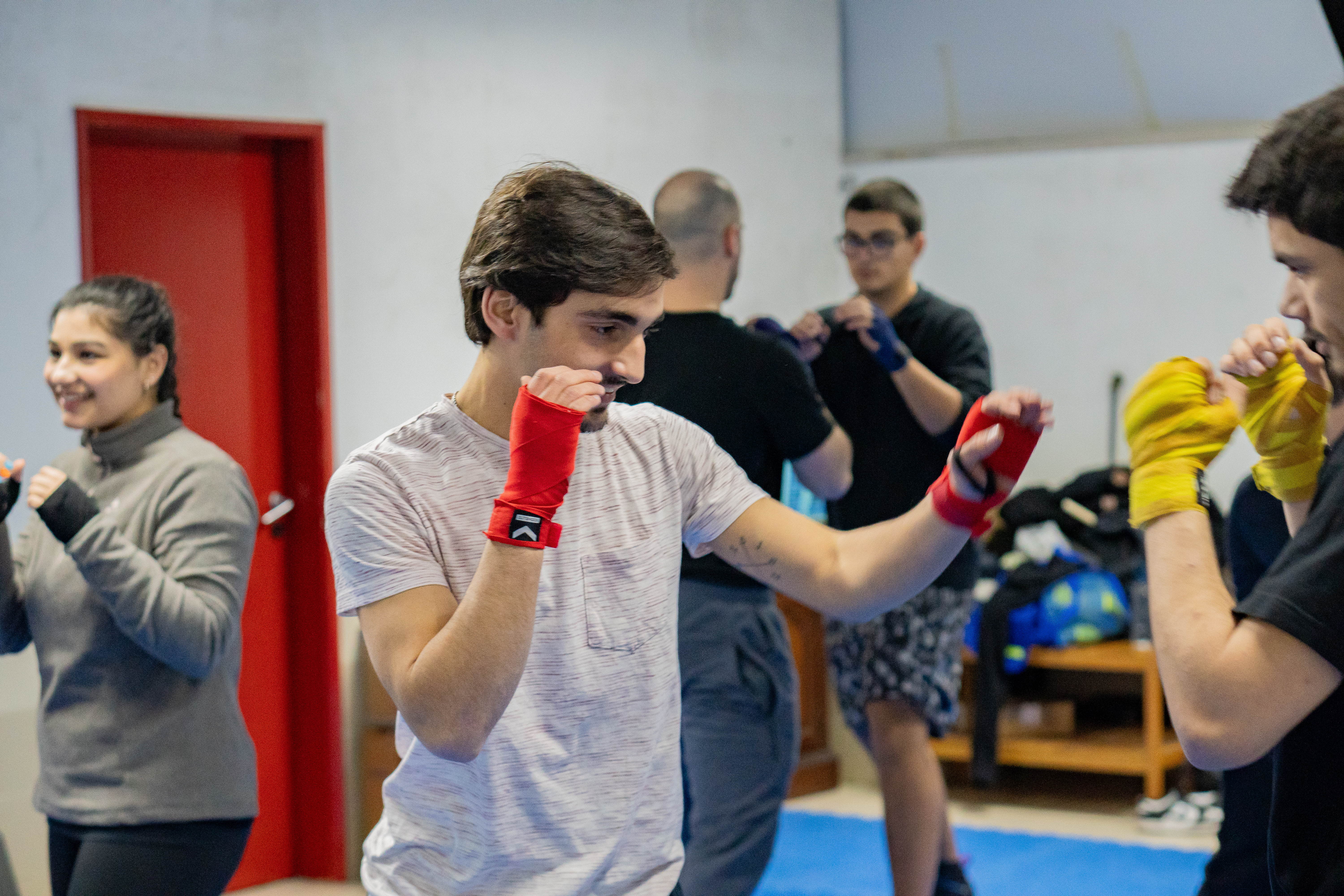 Treinador e atletas